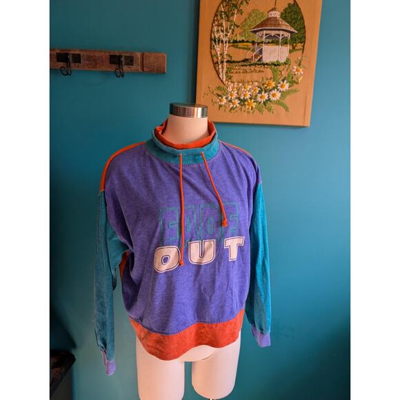 American Vintage Other - Vintage 90s mockneck pullover colorblock size large XL athletic surf sweatshirt